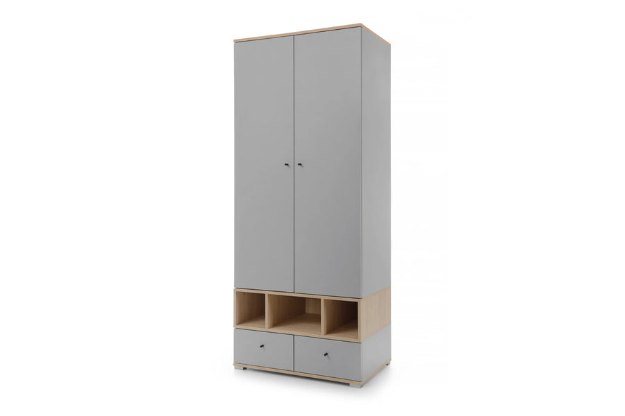 Schlafzimmer Set – 6 Teile – ORO System – Grau / Sonoma Eiche – Modernes Kinder- und Jugendzimmer mit Stauraum