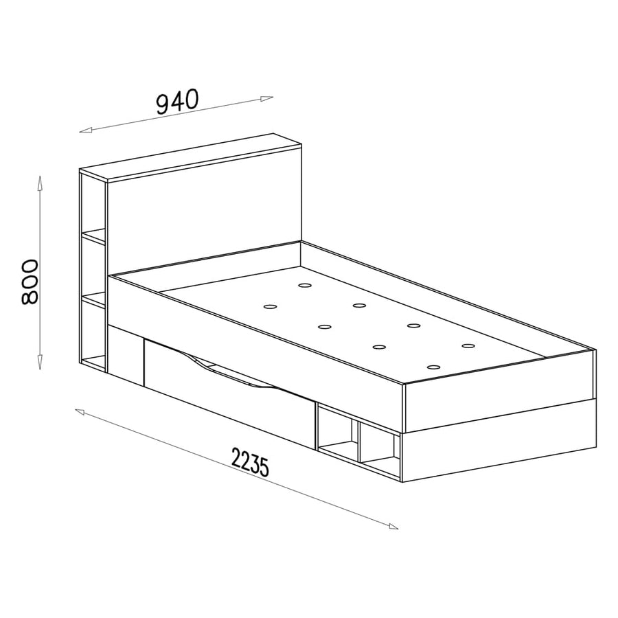 Schlafzimmer Set – 8 Teile – MOBI System – Weiß / Blau – Praktische Kombination für Kinder- und Jugendzimmer