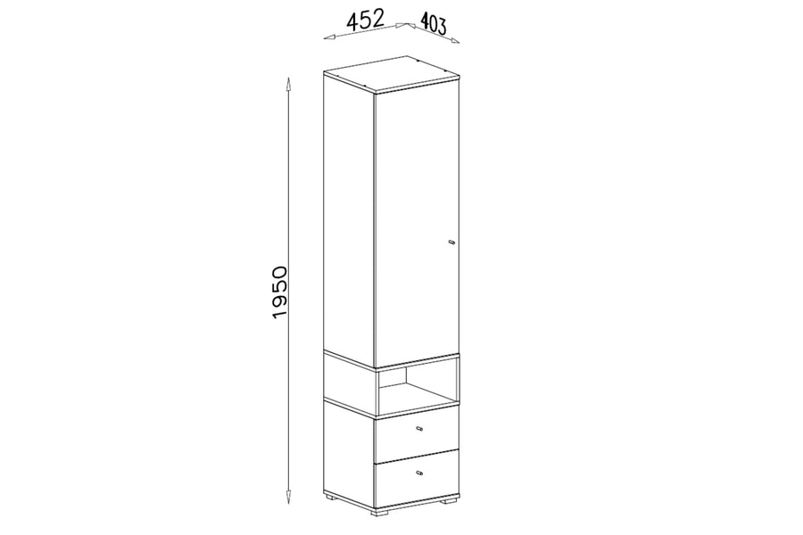 Regalschrank – ORO System 02 – Modern Kinderzimmer Stauraumschrank in Holzoptik