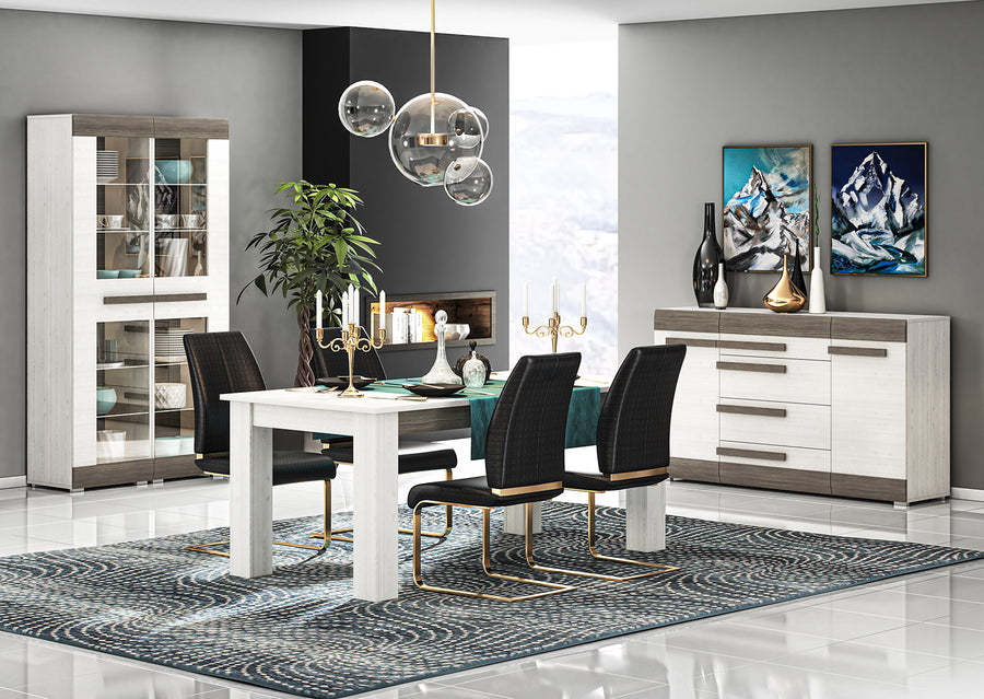 Vitrine – BLANCO 0201 – Elegante Schmalvitrine mit Glaselementen