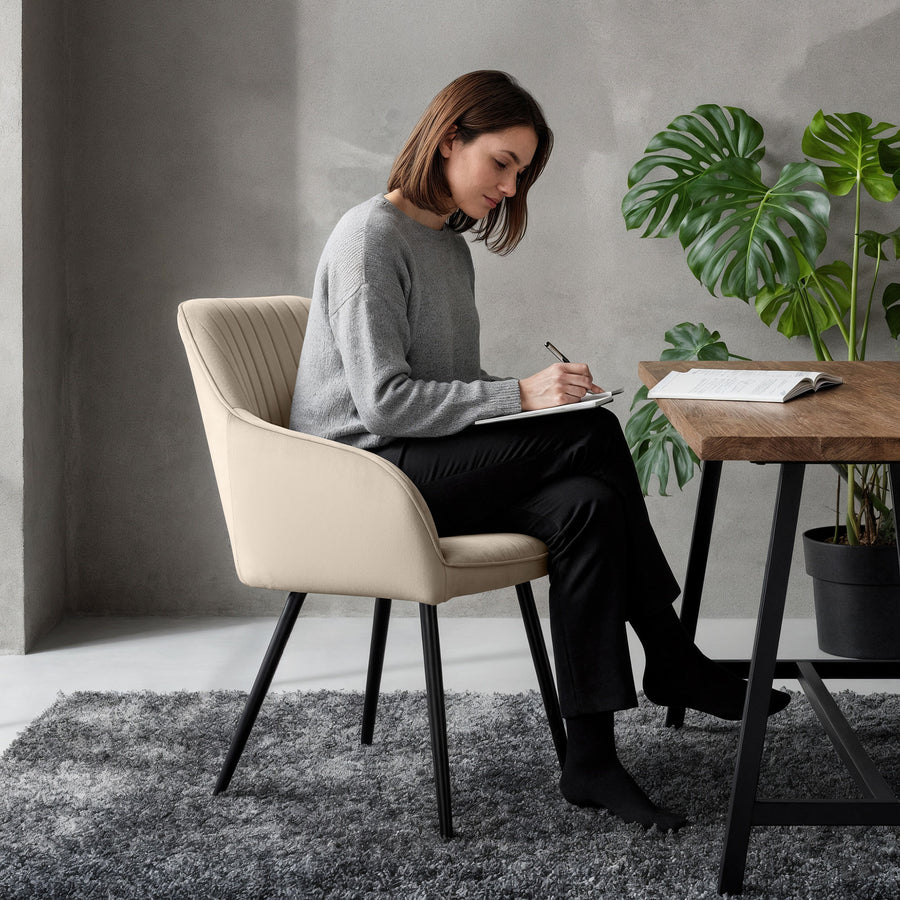 stuhl Set – FLORENCE – Elegante Samtstühle mit modernem Steppdesign