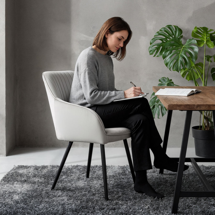stuhl Set – FLORENCE – Elegante Samtstühle mit modernem Steppdesign