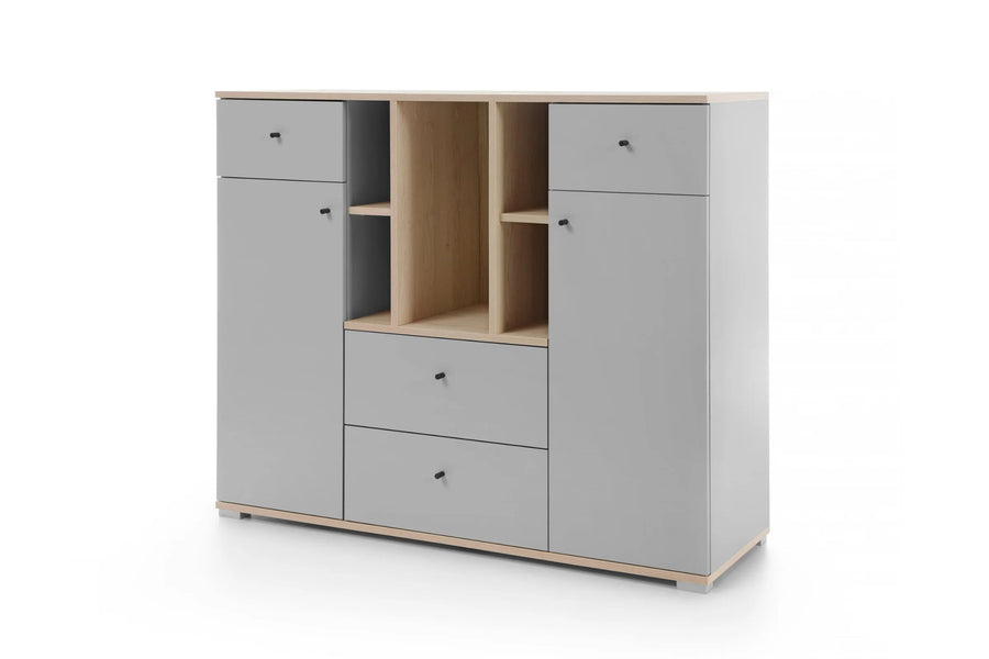 Schlafzimmer Set – 6 Teile – ORO System – Grau / Sonoma Eiche – Modernes Kinder- und Jugendzimmer mit Stauraum