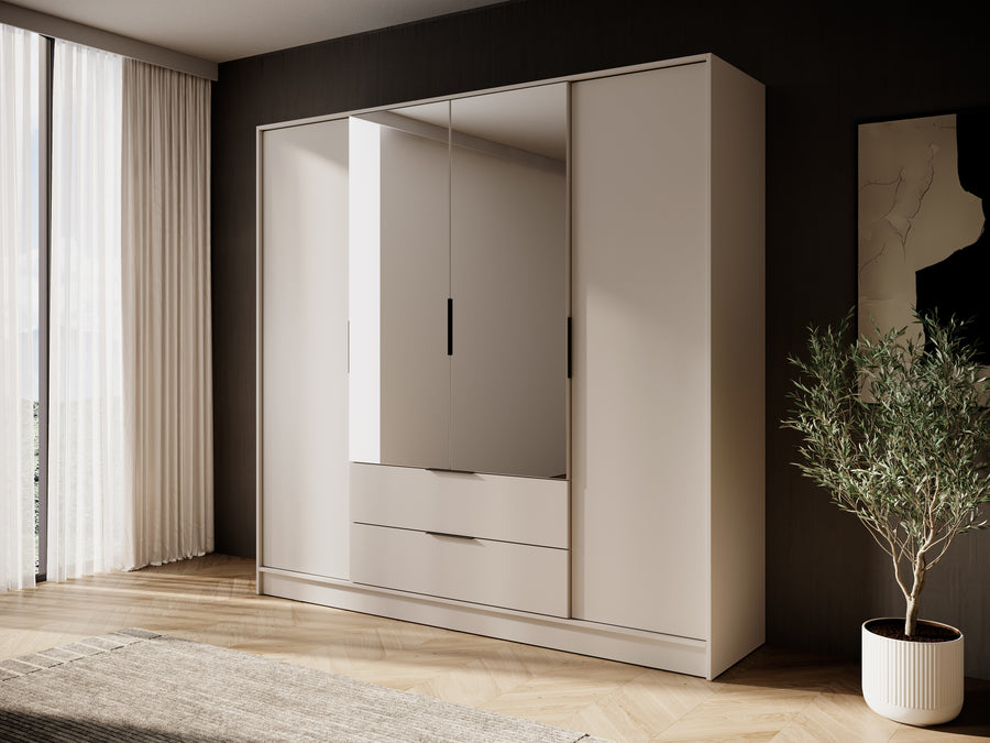 Kleiderschrank – KELLY 4D L – mit Spiegel – Eleganter Stauraum fürs Schlafzimmer