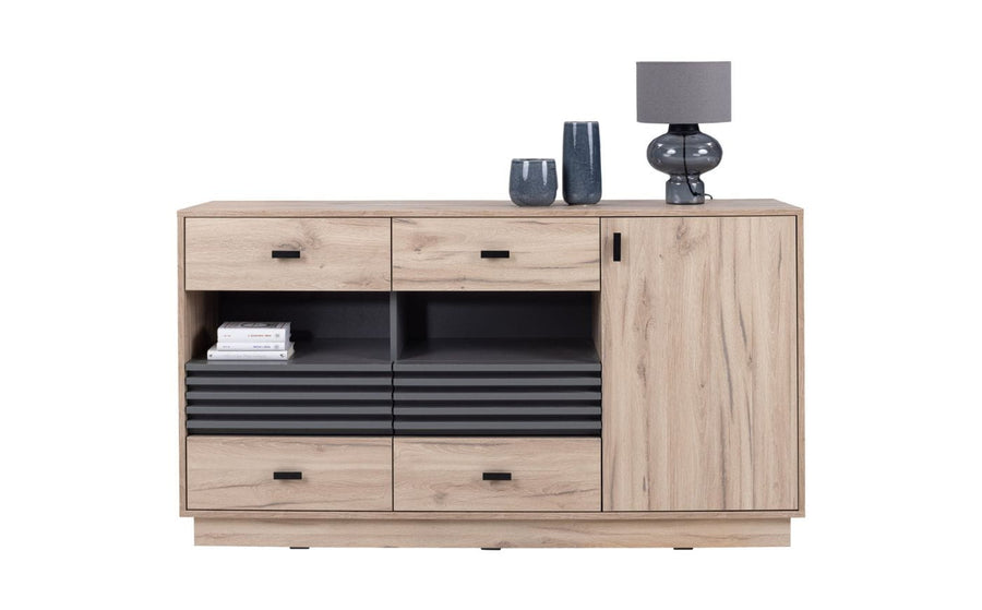 ALLMO System Wohnzimmer Set – 6 Teile – Sonoma Eiche - Elegantes Möbelensemble für modernes Wohnen