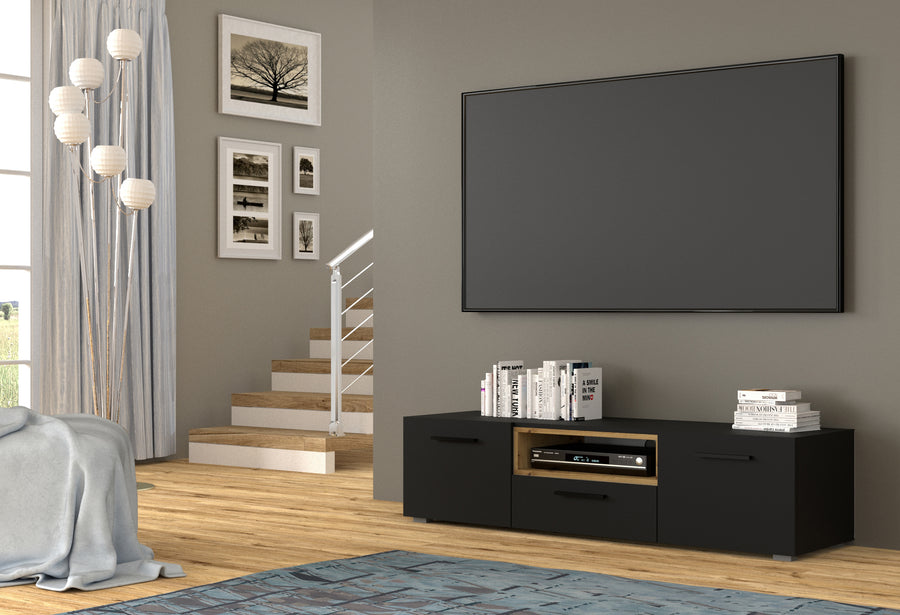 TV-Lowboard – ANETTE – 151 cm Fernsehschrank mit Holzoptik