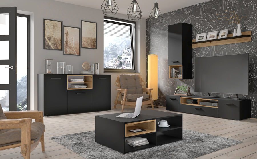 Wandregal – ANETTE – modernes Hängeregal mit Holzoptik
