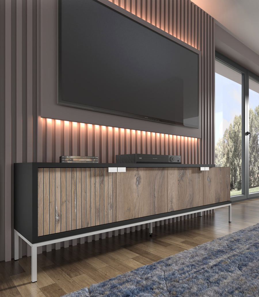 TV-Lowboard – TOLEDO – Moderner TV-Schrank mit Metallrahmen, 190 cm