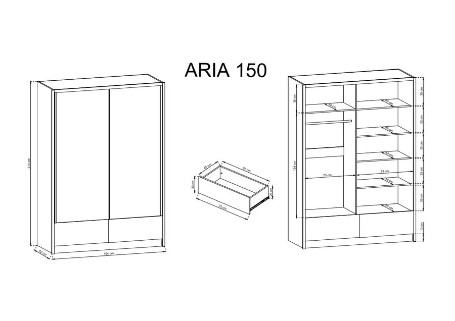 Sideboard – ARIA 2 – Modernes Stauraummöbel mit Hochglanzfront