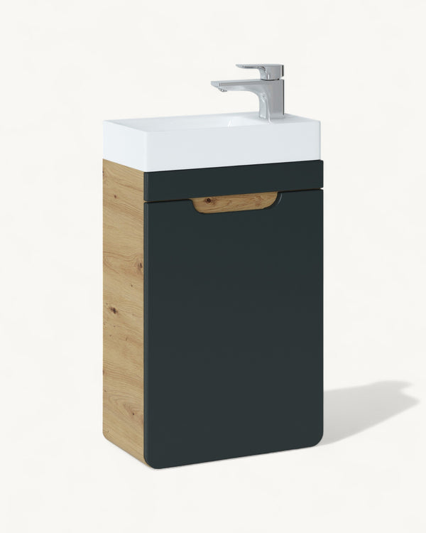 ARUBA COSMOS Bad-Unterschrank – 40 cm – Moderner Badmöbel-Schrank mit abgerundeter Hochglanzfront