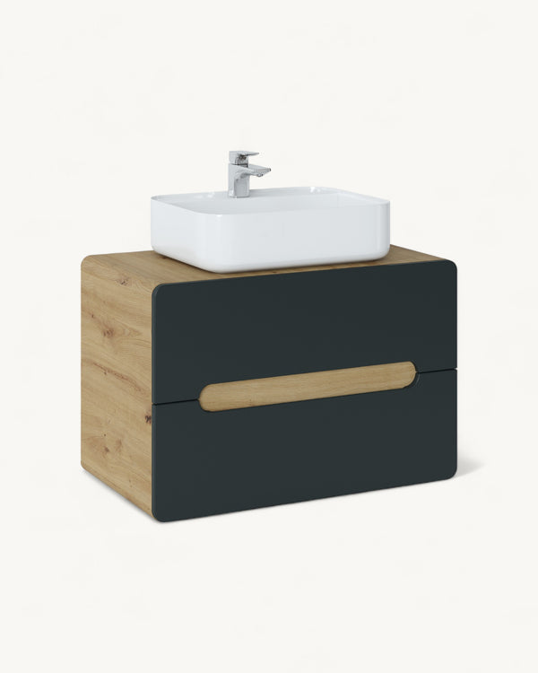 ARUBA COSMOS Bad-Unterschrank – 80 cm – Mit abgerundeter Hochglanzfront