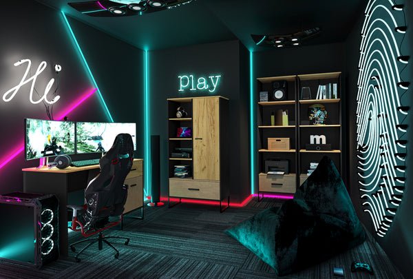 Gaming Möbel Set 4-teilig – COLT – Modernes Einrichtungskonzept, Stauraum und Industrial Design