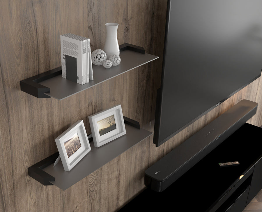 Wandregal – AURIS I – 60 cm Modernes Hängeregal-Set aus Glas und Holzoptik
