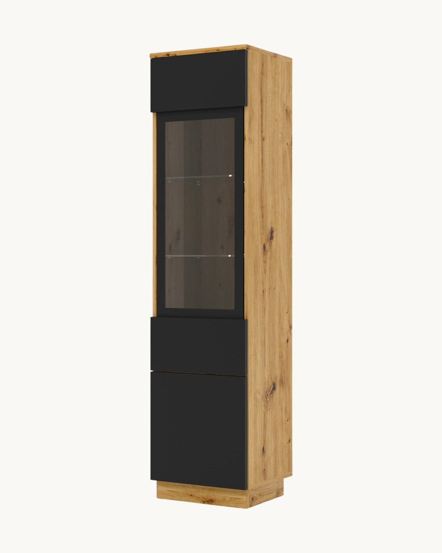 Vitrine – AURA – 1DS 150 Artisan Eiche / Schwarz Matt