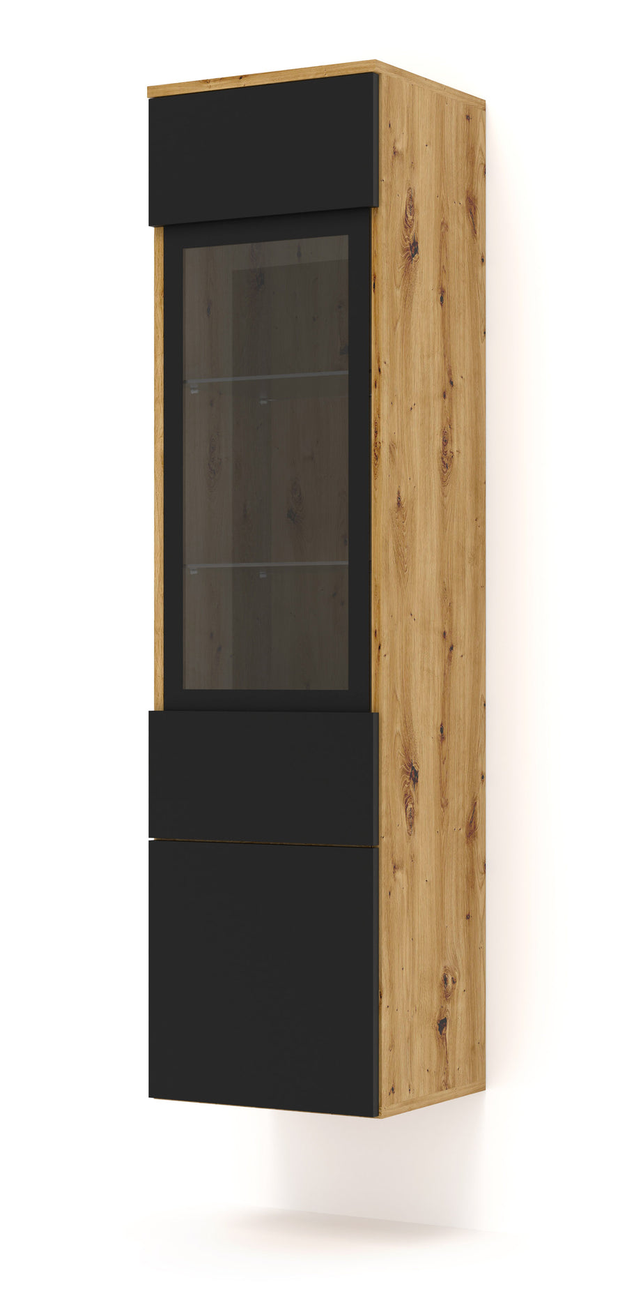 Vitrine – AURA – 1DS 150 Artisan Eiche / Schwarz Matt