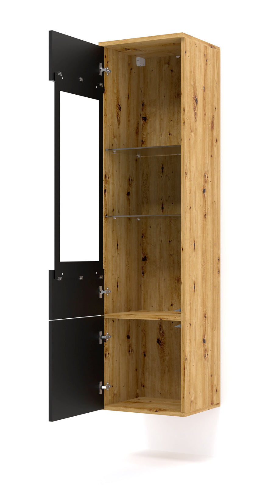 Vitrine – AURA – 1DS 150 Artisan Eiche / Schwarz Matt