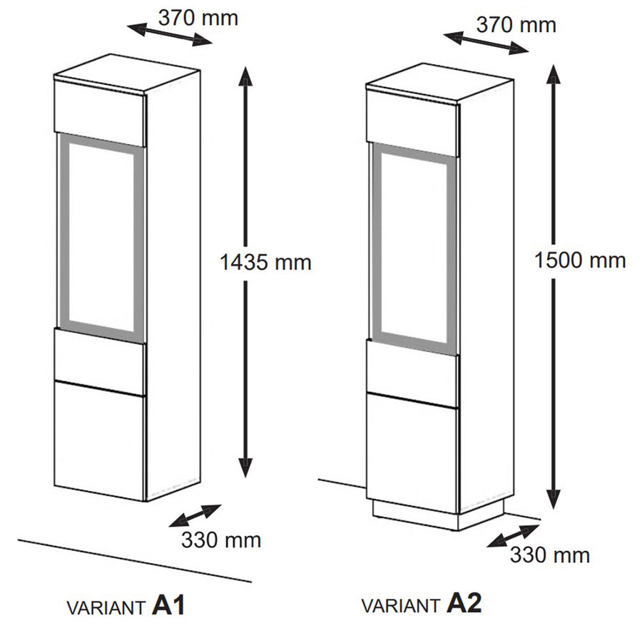 Vitrine – AURA – 1DS 150 Artisan Eiche / Schwarz Matt