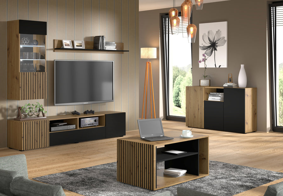 TV-Lowboard – AURIS I – Holzoptik mit Push-to-Open
