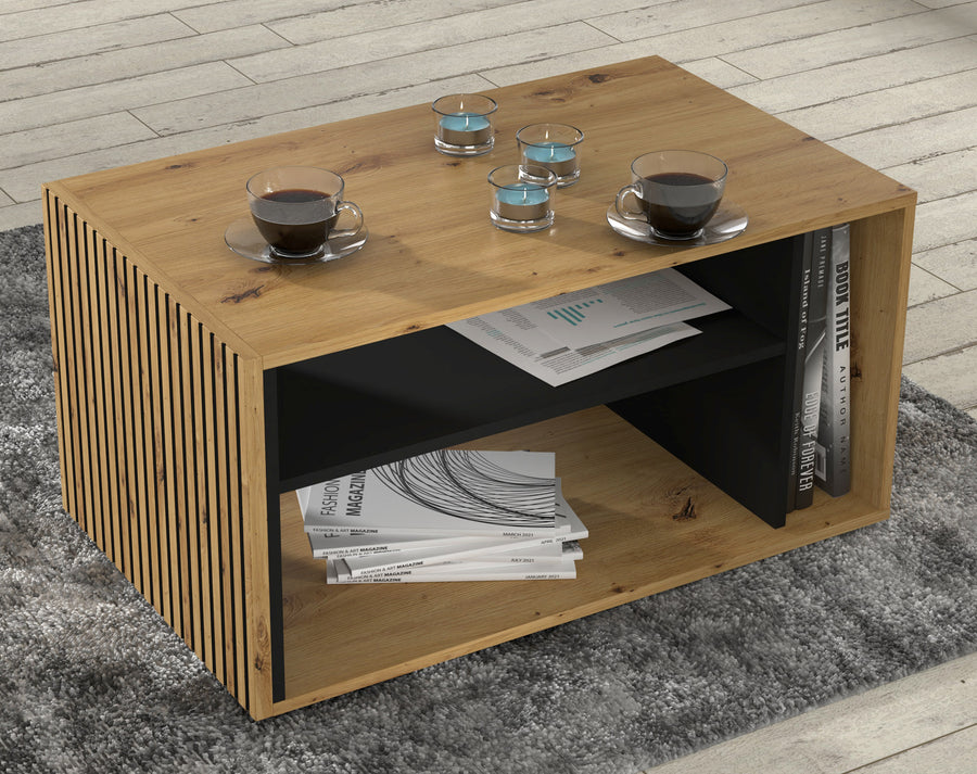 Couchtisch – AURIS I – 88 cm Wohnzimmertisch mit Ablagen