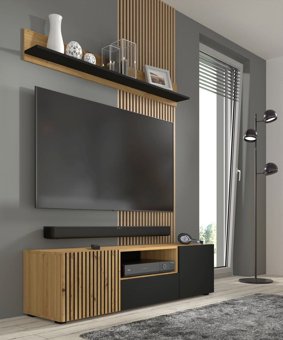 TV-Lowboard – AURIS I – Holzoptik mit Push-to-Open