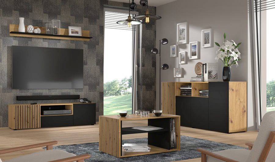 Couchtisch – AURIS I – 88 cm Wohnzimmertisch mit Ablagen