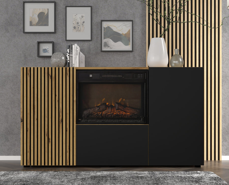 Kommode – AURIS I – 148 cm mit Kamin und Push-to-Open