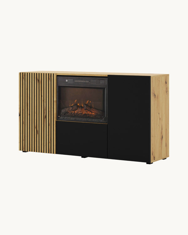 AURIS I Kommode mit Kamin – 148 cm – Design-Kommode mit Push-to-Open-System
