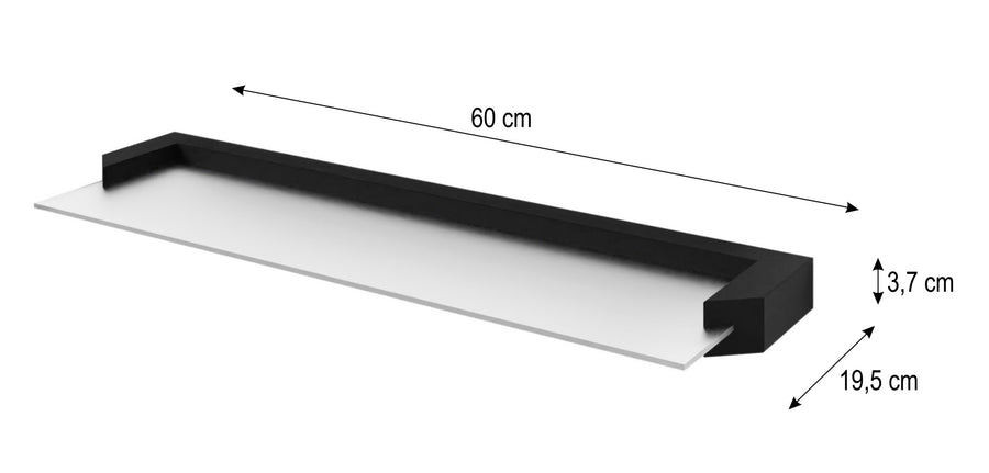 Wandregal – AURIS I – 60 cm Modernes Hängeregal-Set aus Glas und Holzoptik