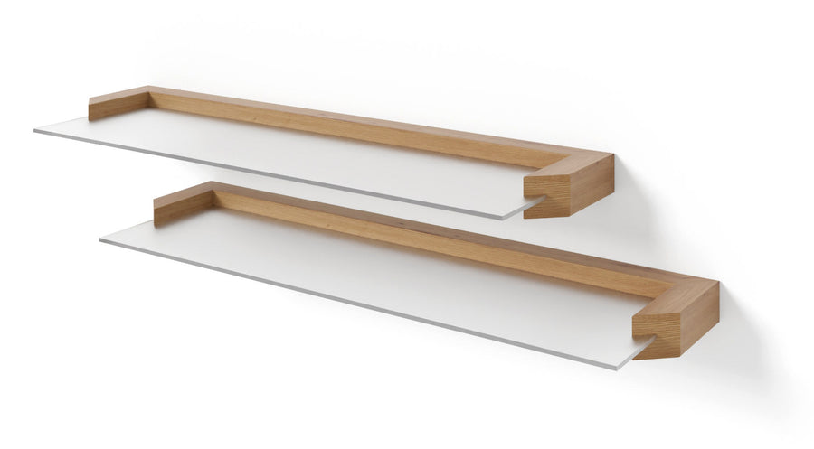 Wandregal – AURIS I – 60 cm Modernes Hängeregal-Set aus Glas und Holzoptik