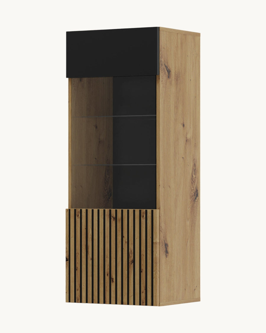 Vitrine – AURIS I – 115 cm Vitrinenschrank mit Holzoptik