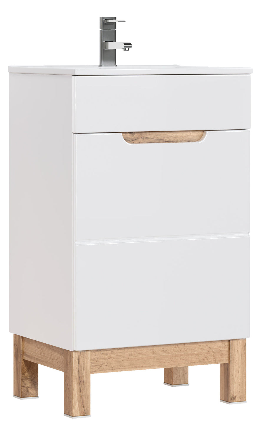 Badhochschrank – BALI – Schmaler Badezimmerschrank mit Hochglanz-Front