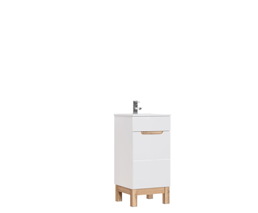 Badhochschrank – BALI – Schmaler Badezimmerschrank mit Hochglanz-Front