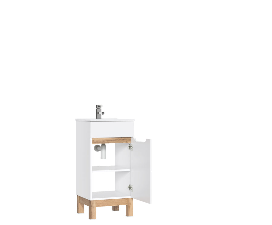 Badhochschrank – BALI – Schmaler Badezimmerschrank mit Hochglanz-Front
