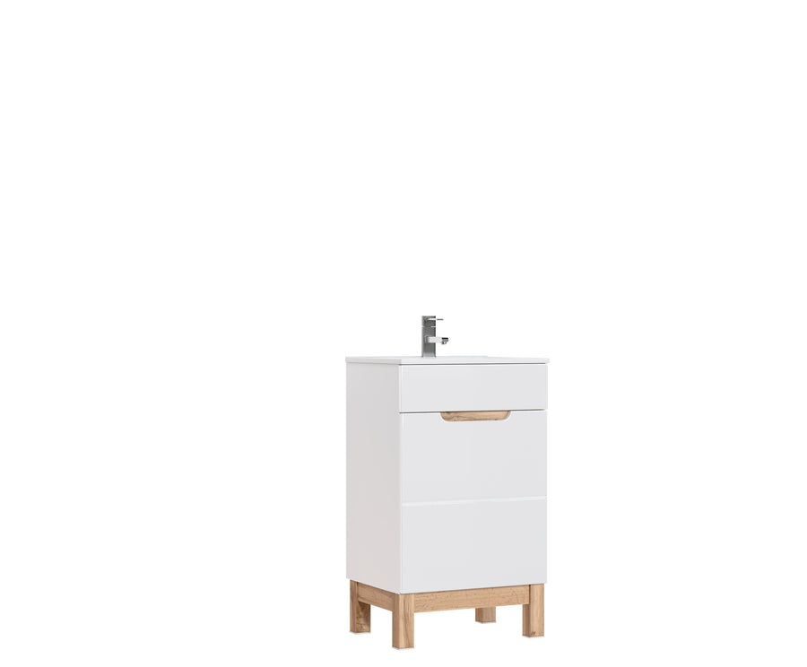 Badhochschrank – BALI – Schmaler Badezimmerschrank mit Hochglanz-Front