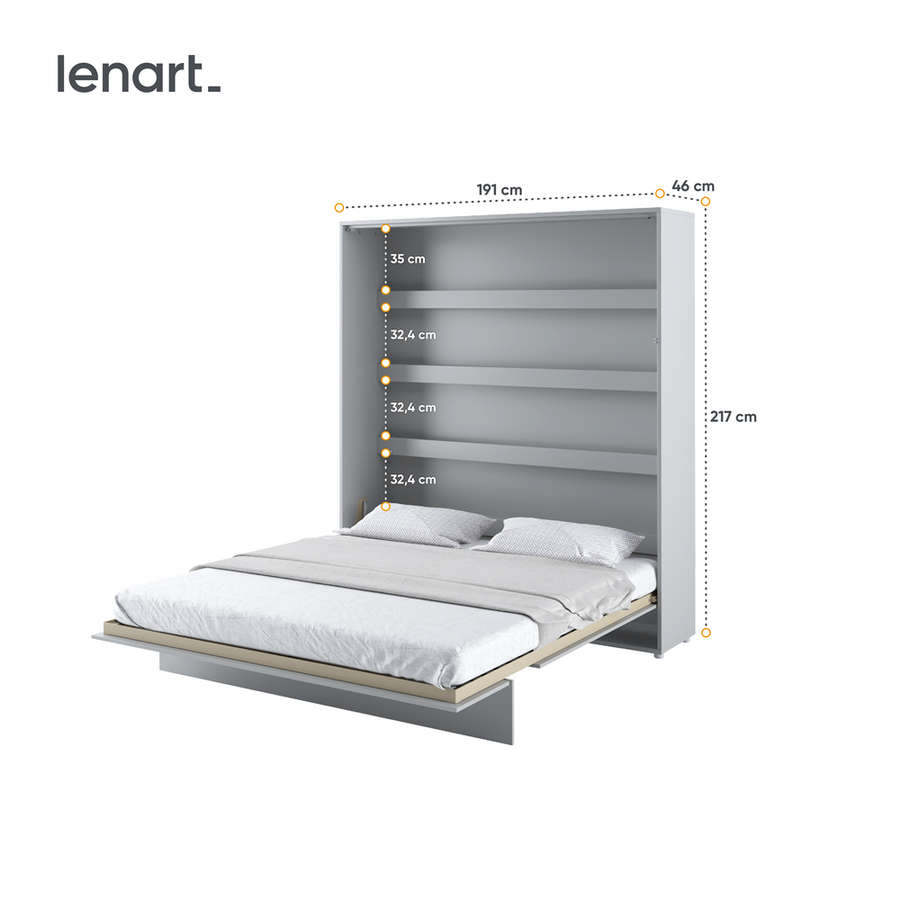 Klappbett – BED CONCEPT – Vertikales Wandbett 180×200 cm mit Metallrahmen