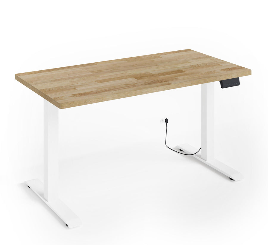 Schreibtisch – BIM NATURAL – Höhenverstellbar mit Massivholzoptik