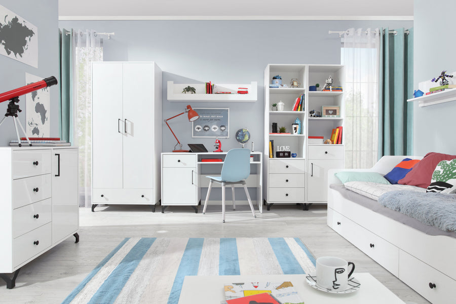 Schlafzimmer Set – 9 Teile – BERGEN System – Weiß – Komplettes & modernes Wohnkonzept ohne Matratze
