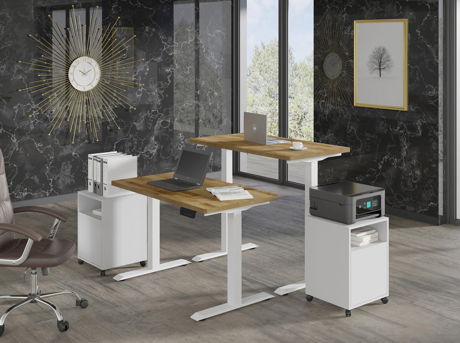 Schreibtisch – BIM NATURAL – Höhenverstellbar mit Massivholzoptik