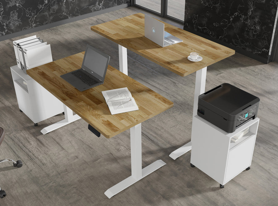 Schreibtisch – BIM NATURAL – Höhenverstellbar mit Massivholzoptik