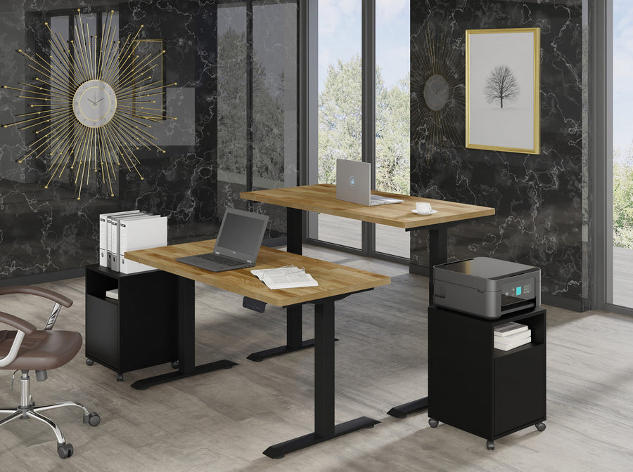 Schreibtisch – BIM NATURAL – Höhenverstellbar mit Massivholzoptik