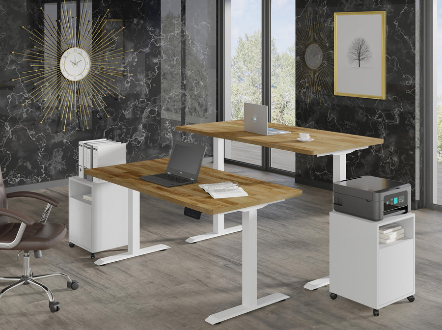 Schreibtisch – BIM NATURAL – Höhenverstellbar mit Massivholzoptik