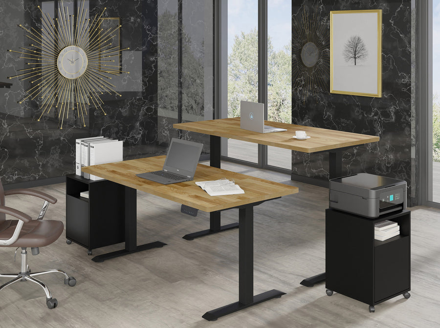 Schreibtisch – BIM NATURAL – Höhenverstellbar mit Massivholzoptik
