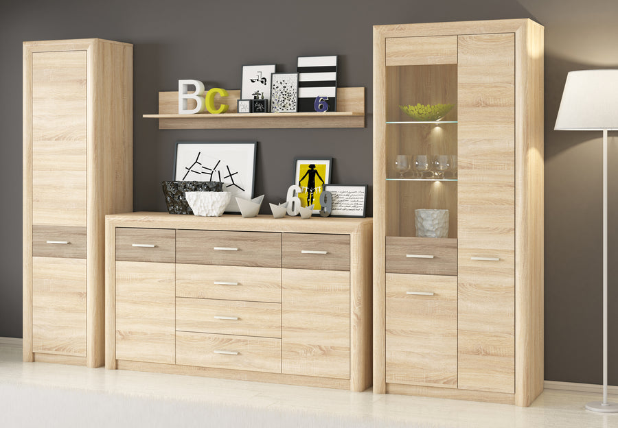 Wohnzimmer Set 4-teilig – CASTEL – Natürliches Design mit großzügigem Stauraum.