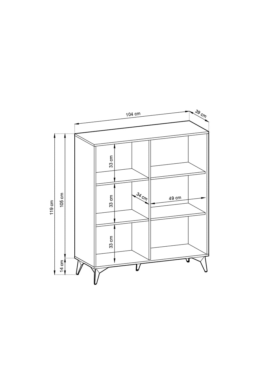 Hochkommode – DIAMOND – KD104 Eiche Evoke / Schwarz, moderne Stauraumlösung
