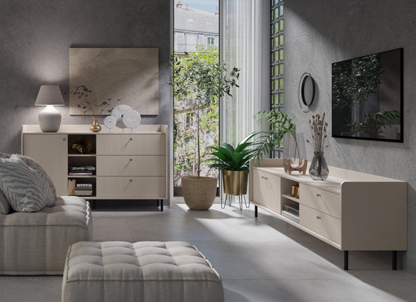 Wohnzimmer-Set – GRANDE – 2 Teile, Beige, Ordnung und Stil