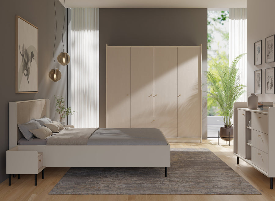 Schlafzimmer-Set – GRANDE – 4 Teile, Beige, Ordnung und Komfort