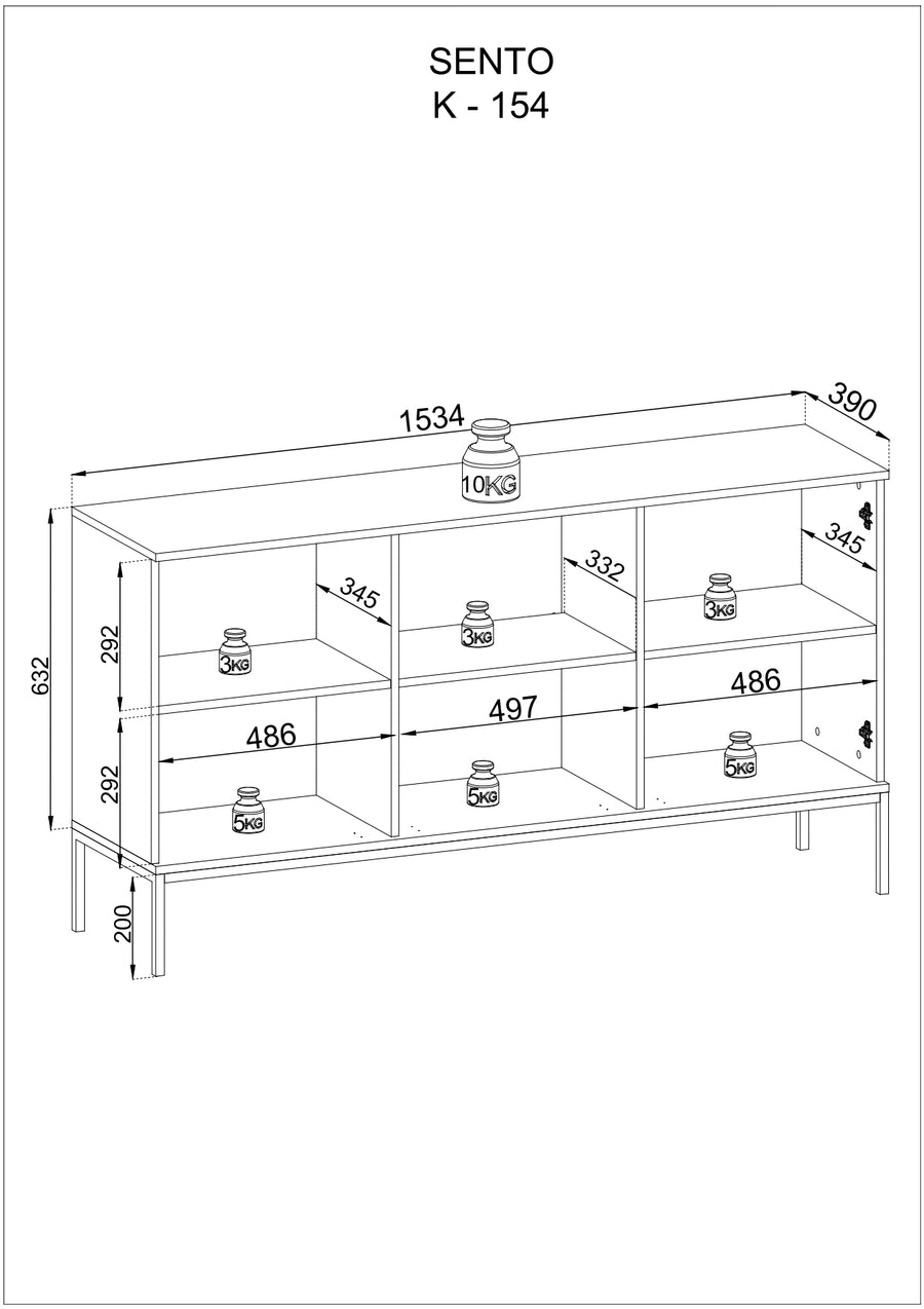 Kommode – SENTO – K154 mit Push-to-open, Glastür und LED-Beleuchtung