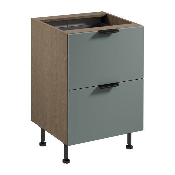 Unterschrank – Livaro – D60S2+1 AX Grün / Dunkle Eiche