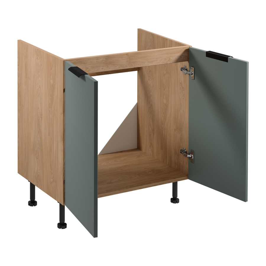 Spülenschrank – Livaro – D80Z Grün / Sonoma Eiche