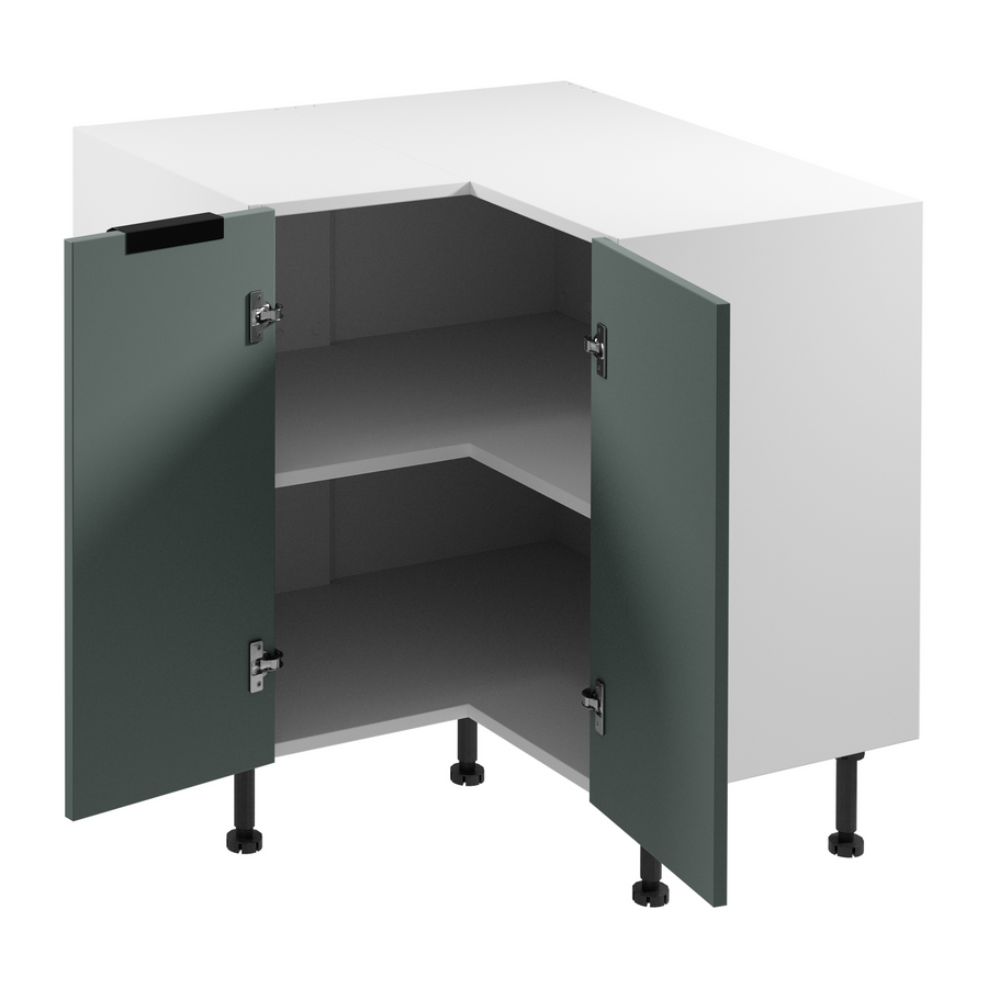 Eckunterschrank – Livaro – D90N Grün Matt / Weiß